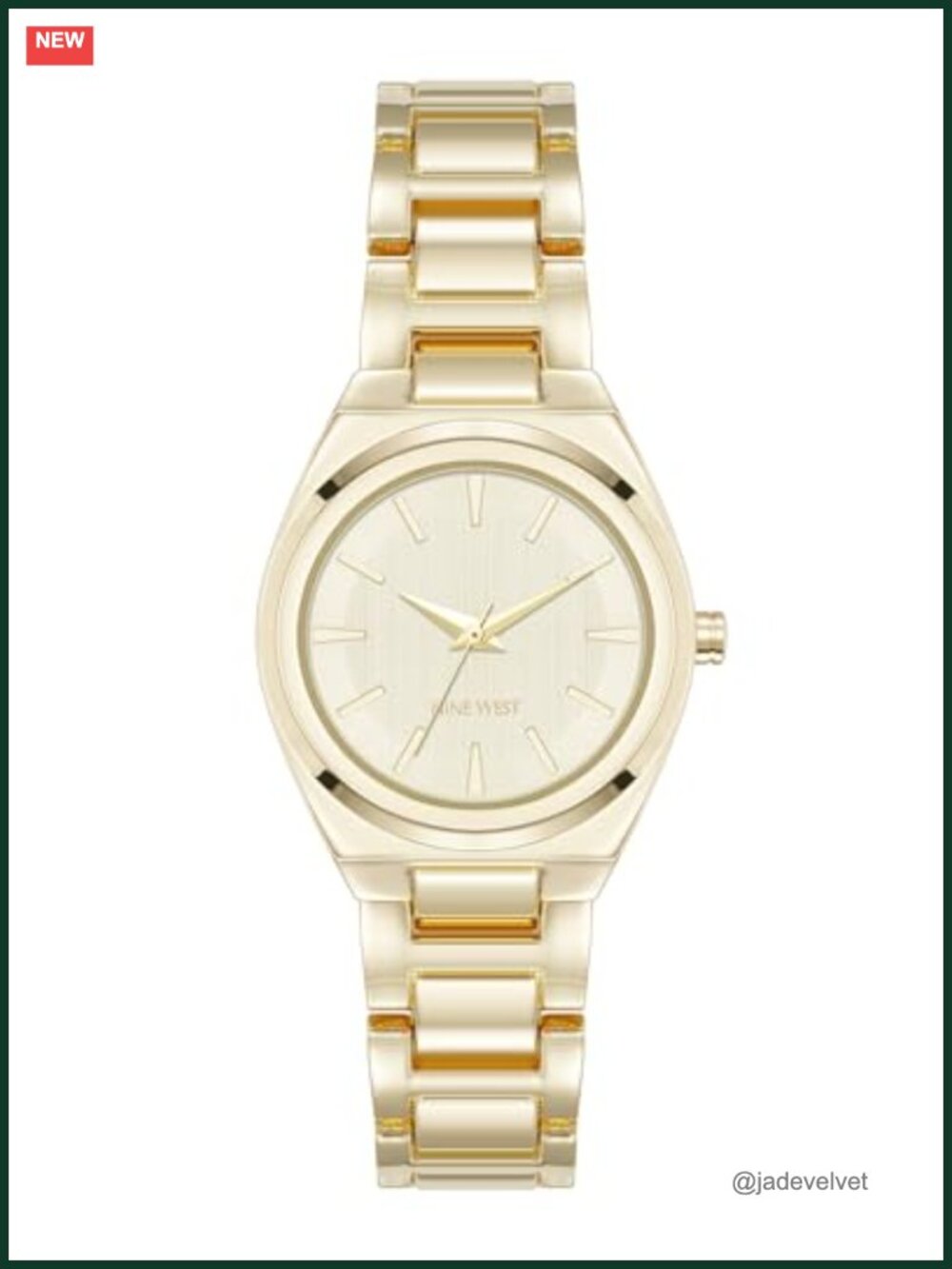 Nine West Women's Strap Watch Champagne Dial Gold Tone Bracelet